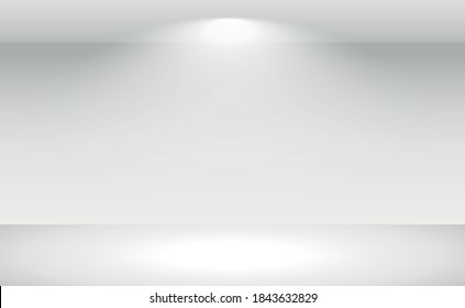 White with gray panoramic studio background with white glow - Vector