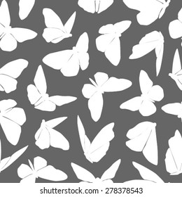 White And Gray Pattern With Butterflies