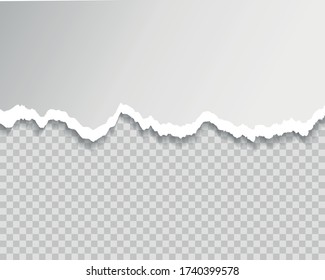 White and gray realistic horizontal paper strips with space for text, set of torn and torn paper strips, torn pieces, banner design template for web and print, advertising, presentation, vector.