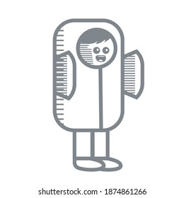white gray retro entertainer character wearing finned clothes such as fish