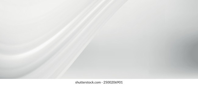 White gray satin texture that is white silver fabric silk panorama background with beautiful soft blur pattern natural. vector eps 10