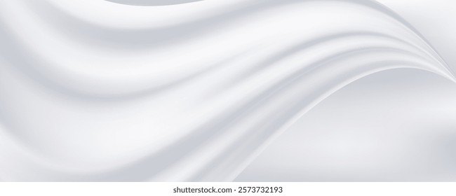 White gray satin texture that is white silver fabric silk panorama background with beautiful soft blur pattern natural.