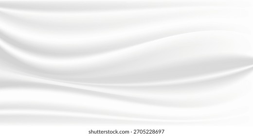 Textura de cetim cinza branco que é fundo de panorama de seda de tecido prata branco com belo padrão de desfoque suave natural.