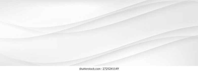 Weiße graue Satin-Textur, die weiß silbernen Stoff Seide Panorama-Hintergrund mit schönen weichen unscharfen Muster natürlich ist.
