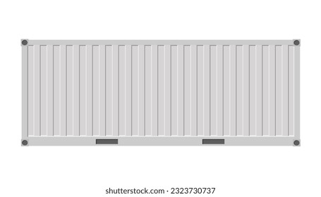 White or gray shipping cargo container for transportation. Vector illustration in flat style. Isolated on white background.