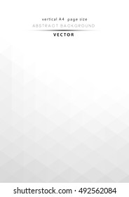 White and gray soft triangle shapes, abstract perspective background. Ideal for brochure and flyer cover works or background designs. Vertical A4 page size.