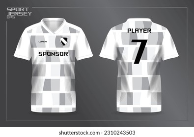 white and gray sport jersey for football and soccer shirt template