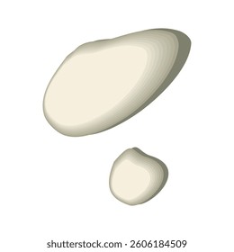 White and gray stone, white background, simple design, natural element.