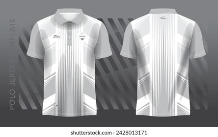 white and gray sublimation shirt for polo sport jersey template. front and back view.