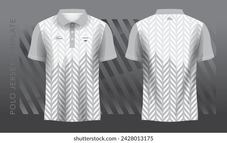 white and gray sublimation shirt for polo sport jersey template. front and back view.