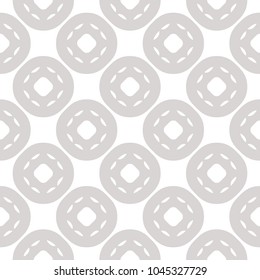 White and gray subtle vector geometric seamless pattern with perforated circles. Simple modern abstract background. Elegant pastel backdrop in neutral colors. Delicate repeat design for decor, fabric 