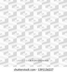 White and gray tile decorative seamless hexagonal texture. Geometric polygonal background. Elegant vector 3d ceramic pattern.
