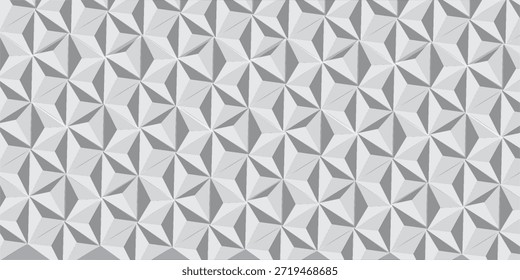 Textura de triángulo transparente decorativa de azulejos blancos y grises. Fondo poligonal geométrico. Elegante patrón de cerámica 3d