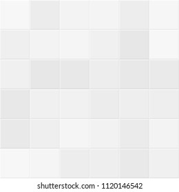 White and gray tiles on bathroom wall. Tiled vector seamless texture. Illustration of kitchen structure geometric square ceramic