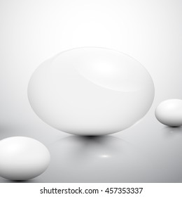 White and Gray tone Background. White stones spa. White pearls. Zen stones