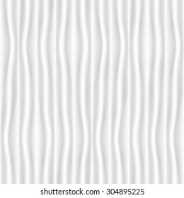 White and gray vertical soft wave texture. Seamless vector background.