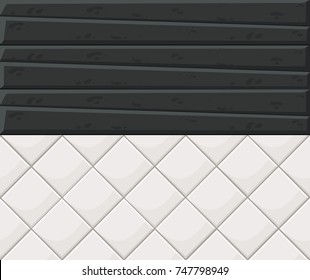 White and gray wall brick background. Rustic blocks texture template. Seamless pattern. Vector illustration of building block. Web site page and mobile app design.