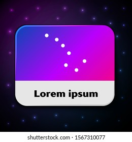 White Great Bear constellation icon isolated on black background. Rectangle color button. Vector Illustration