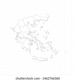 White Greece map and grid vector. Thin gray outline on white background. EPS10.