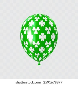 White green 3D realistic balloon with clover leaf pattern. Shamrock ornament balloons. Patricks day luxury festive decor. Celebration vector design element. EPS 10.