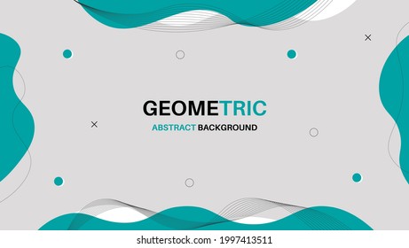 White Green Abstract Flat Geometric Wave Background. Can Be Used For Banner, Poster Or Presentation Template.