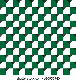 White and green background. Squares, triangles. Texture. Seamless.