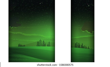 White and green background with tinted winter landscape