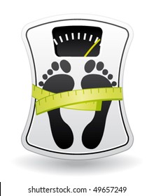 White and green bathroom scale icon for healthy weight concept. Vector illustration.