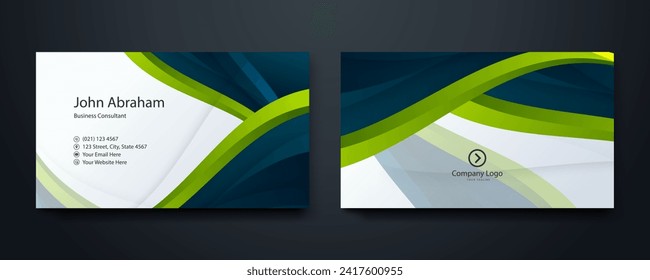 White green and blue business card template design abstract modern luxury