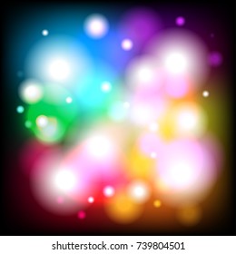 White green blue purple red and yellow bokeh circle shape blur abstract background.