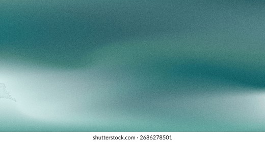 Gradiente borroso verde blanco sobre fondo granulado oscuro, punto de luz brillante, espacio de copia