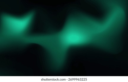 Gradiente borroso verde blanco sobre fondo granulado oscuro, punto de luz brillante, espacio de copia	