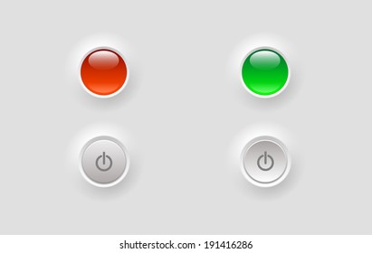 white and green buttons with control lights, vector illustration, eps 10 with transparency