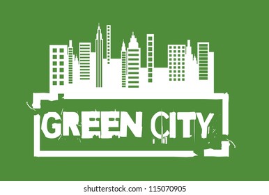 white green city seal over green background. vector illustration