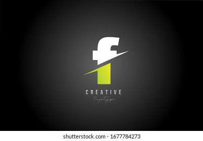 white and green F letter logo alphabet icon design for business and company