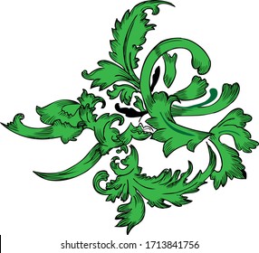Color blanco y verde con rizos y mariposas. Ilustración del vector
