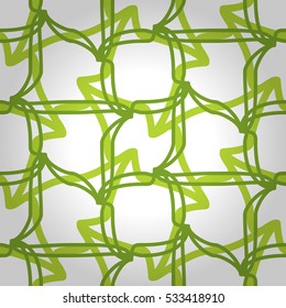 White, green geometric seamless pattern background in knotty style.