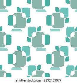 White and green geometric shapes vector seamless repeatable pattern