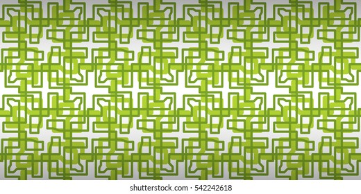 White, green geometrical seamless pattern in liner style. Vivid, symmetric design for fabric, wallpaper, game or other purpose. Actual tracery.