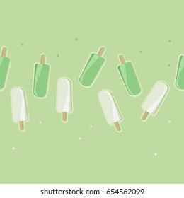 White and green ice pops  - vector background