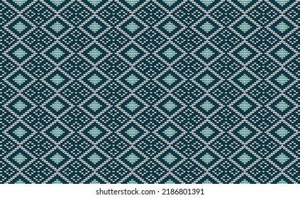 White and Green Knitted Pattern Vector, Embroidery Element Background, Geometric Diagonal vintage, Handcraft Endless design