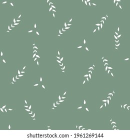 White and green leaves vector repeat pattern. Designed by Houhou Design from www.houhou-design.com. Contact me for custom projects