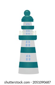 White and green lighthouse. vector