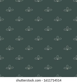 White and green minimalistic abstract leaf pattern. Scattered leaves seamless vector background. Abstract nature pattern. Repeating texture stylized leaves. Design for fabric, packaging, digital paper