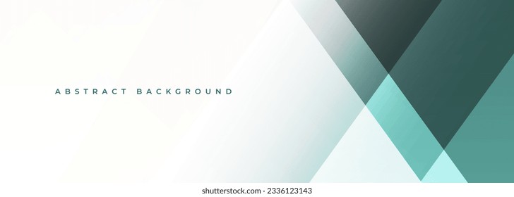 White and green modern abstract wide banner with geometric shapes. Dark turquoise and white abstract background. Vector illustration