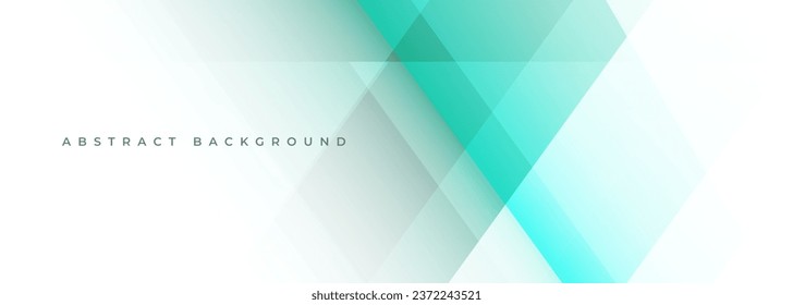 White and green modern abstract wide banner with geometric shapes. Dark turquoise and white abstract background. Vector illustration