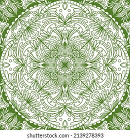 Patrón sin costuras ornamental blanco y verde. Ornamentos de época Elementos de origen étnico turco Indio Para tejidos y textiles, papel pintado, embalaje 