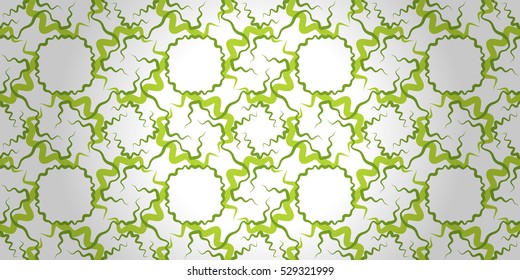 White, green ornamental seamless pattern background in mycelium style. Actual texture. Tangled puzzle repeatable backdrop. Shining, contrast design for web, game, fabric or other purpose.