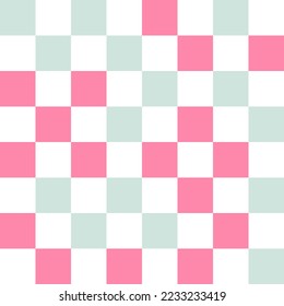White, green, and pink checkerboard pattern background. Vector illustration.