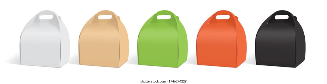 white, green, red, beige and black paper boxes isolated on white background mock up vector